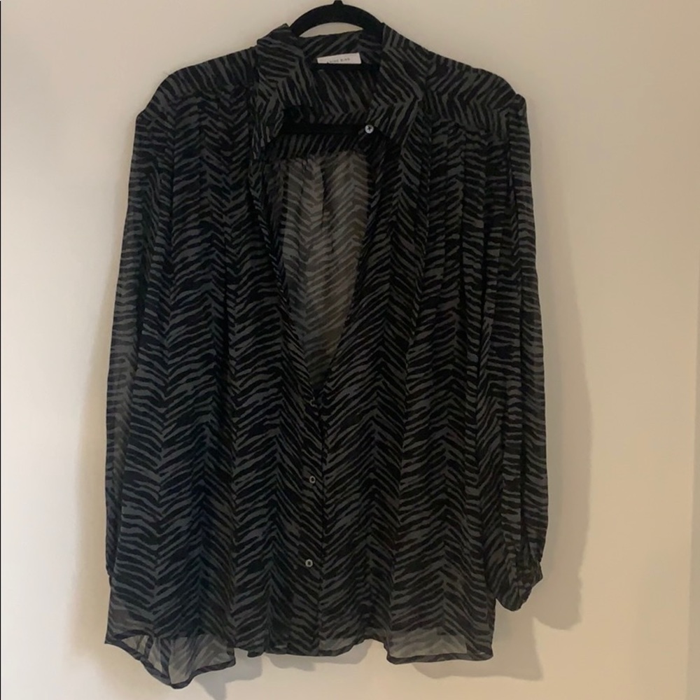 Animal Print Sheer Blouse